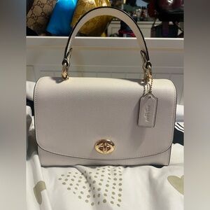 Coach white snake print Leather Shoulder Bag